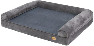 NaevaMi Hondenbed - Honden Mand - Hondenmanden - Verdikt Orthopedisch Traagschuim - Hondenbanken - Afneembare Hoes - Middel Grote Honden 25-40kg - Maat L - 100x75x19cm - Grijs