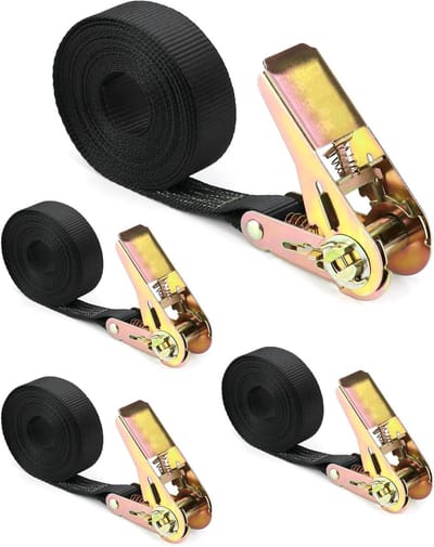 Allecta - Set van 4 ratelriemen van 6 meter x 25 mm voor motor, auto en aanhanger