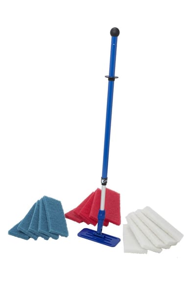 MAUS Doodlebug set compleet -15 pads 5x wit rood blauw met steel en houder voor randreiniging