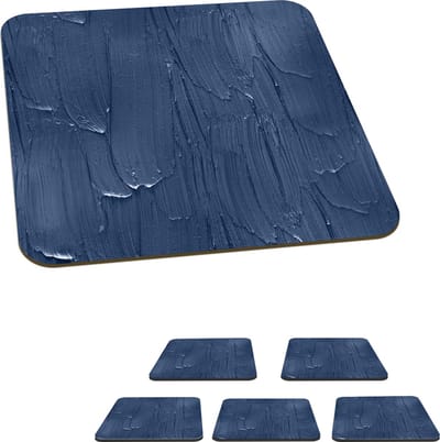 Onderzetters voor glazen - Verf - Patronen - Blauw - 10x10 cm - Glasonderzetters - 6 stuks