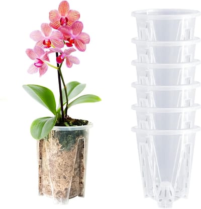Bloempot doorzichtige orchideeënpot plastic bloempot drainagegaten orchidee ademend plastic plantenpot sleuven orchideeën vetplanten kamerplanten rond