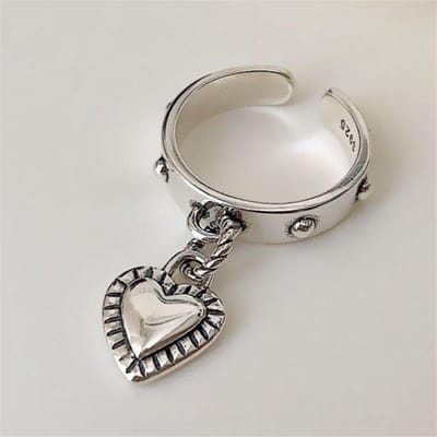 Nieuwe Schakelketting Kwastje Goudkleur Ring Zirkonia Met Spike Hanger Bedel Vingerring Voor Vrouwen Opening Verstelbare Ring gray