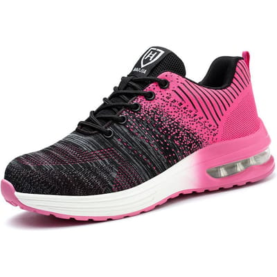 Stalen neus veiligheidsschoenen dames werk sneakers ademende luchtkussen werkschoenen dames lekvrije lichte veiligheids werkschoenen dames 42 pink