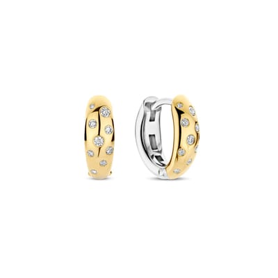 TI SENTO Dames Oorbellen - 925 zilver - Zirkonia met geel verguld - 78006ZY