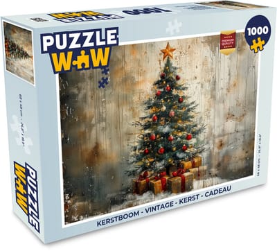 Puzzel Kerstboom - Vintage - Kerst - Cadeau - Legpuzzel - Puzzel 1000 stukjes volwassenen - Kerst - Cadeau - Kerstcadeau voor mannen, vrouwen en kinderen