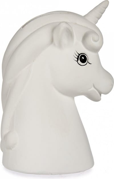 Pincello spaarpot eenhoorn hoofd keramiek 9 cm wit decoratie.