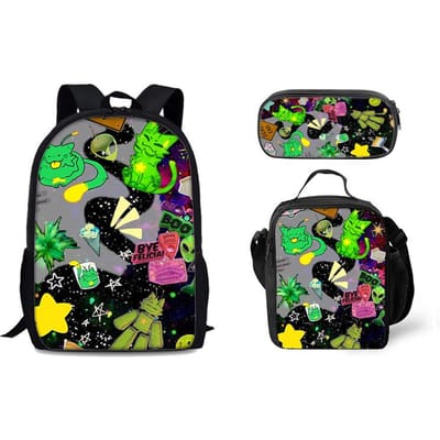 Regretevator Gnarpy Schooltas Rugzak Lunchtas Etui Set Cadeau voor Kinderen Studenten