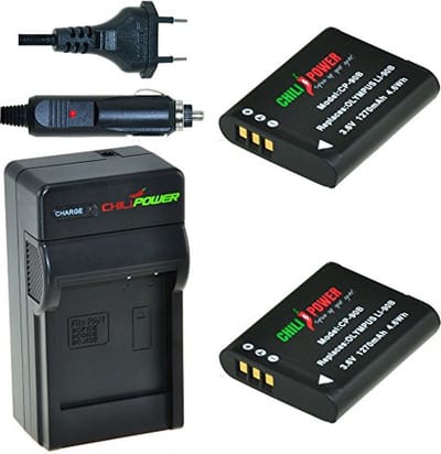2 x Li-90B accu's voor Olympus - inclusief oplader en autolader - Origineel ChiliPower