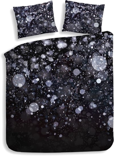 Heckettlane Dekbedovertrek Gabin - Bedlinnen met Stippen print - 240x200-220 cm - Lits-Jumeaux - Zwart - Dekbedovertrek van 100% Katoen-Satijn