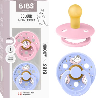 Moomin x BIBS Colour Fopspeen - 0-6 mnd - 2-pack - Rond - Baby Pink/Hush