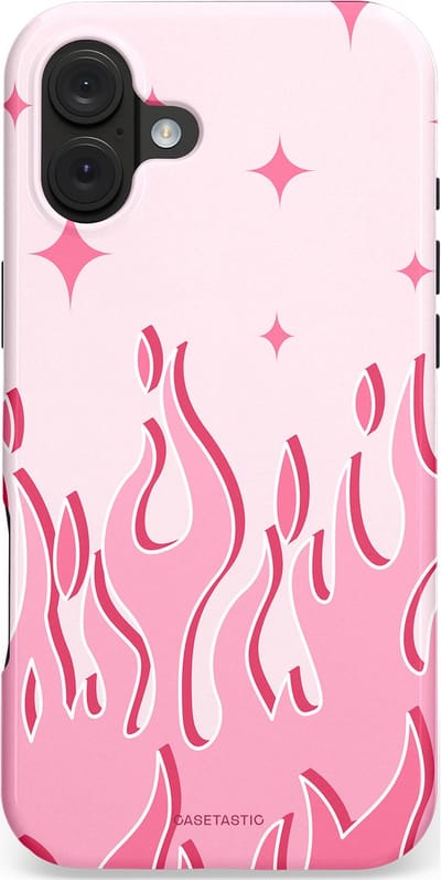 Casetastic hoesje geschikt voor Apple iPhone 16 Plus - MagSafe - Dubbellaagse bescherming - Twinkelvuur - Fashion Case - Wit Lichtroze Koraal