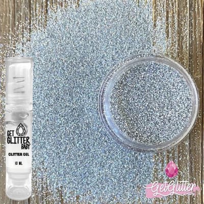 GetGlitterBaby® - Zilveren Fijne Poeder Biologische / Biologisch Milieuvriendelijke afbreekbare Festival Glitters voor Lichaam en Gezicht Jewels / Vegan Bio Biodegradable Face Body Glitter Glue - Zilver + Huid Lijm