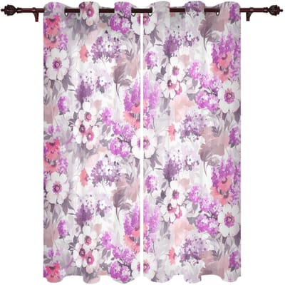 Lente Waterverf Bloemen Hortensia Raambekleding voor Slaapkamer Woonkamer Achtergrond Gordijn Huisdecoratie Keuken Kort Gordijn 135W x 92H(cm)