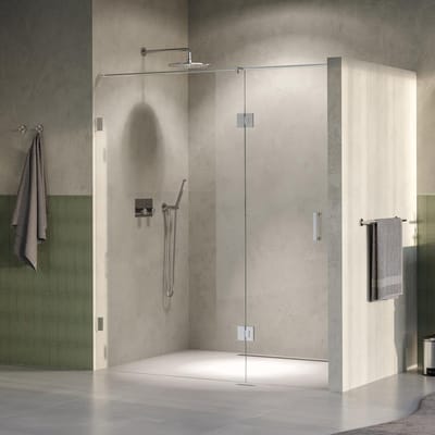 Brauer Void - Nisdeur - 2-Delig - Helder Glas - 170 x 200 cm - Omkeerbaar - met Draaideur 70 cm - Aan Glas - incl. Glascoating - PVD RVS-Kleurig
