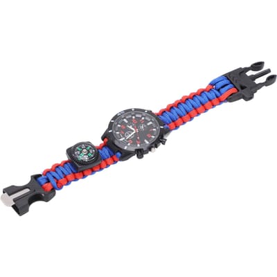Montre-bracelet de survie 6 en 1, équipement d'extérieur multifonctionnel pour hommes et femmes, survie d'urgence(rouge Bleu ) gray
