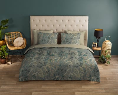 Good Morning dekbedovertrek bloemen - 1 persoons 140x200/220 cm - Groen - 100% Katoen renforc�