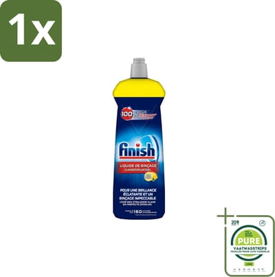 1 x Finish – Glansspoelmiddel – Citroen – 800 ml - Glansmiddel - Vaatwasser - Citroen - Glanzende Vaat - Droogt Snel