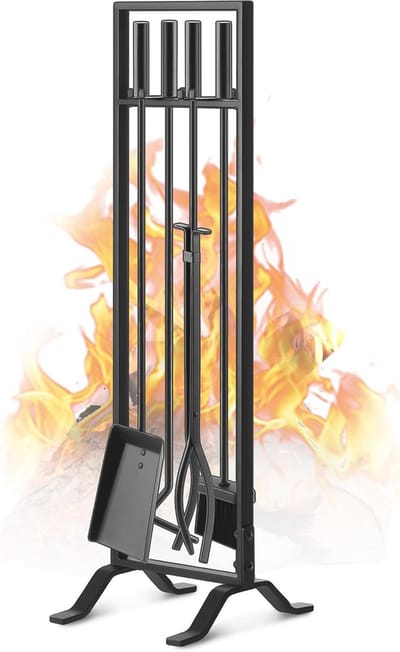 Haard Gereedschap Set - Vuurplaats Accessoires - Open Haard Onderhoud - 5 Delig Smeedijzer - 69 cm Hoog - Zwart