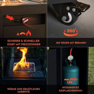 Gas Terrasverwarmer Parasol – Bellavero Umbrella Deluxe | 12 kW | Vrijstaand | 216 cm Hoog | Windbestendig met Glazen Bescherming | Luxe Gasheater Tuin, Horeca & Balkon – Wit – Afmetingen op aanvra...