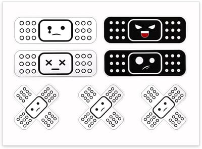 Dailygoods- Autoverbandsticker 7 stuks - Grappige Auto-Cartoonverbandstickers - Waterdichte Sticker - Vinyl Materiaal - Decoratieve Pleistersticker - Afmeting 9,4x3,2cm - Autosticker