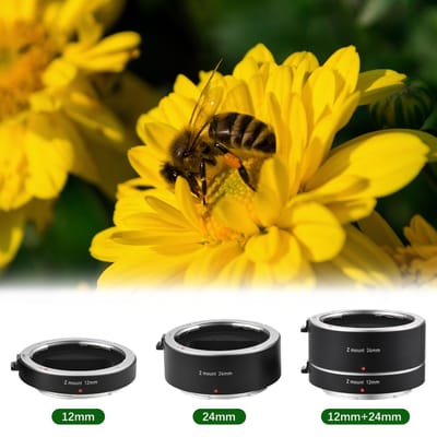 Bagues-allonge automatiques à mise au point automatique 12 mm + 24 mm Monture Z Tube pour photographie macro Compatible avec Nikon Z50 Z5 Z6 Z6II Z7 noir