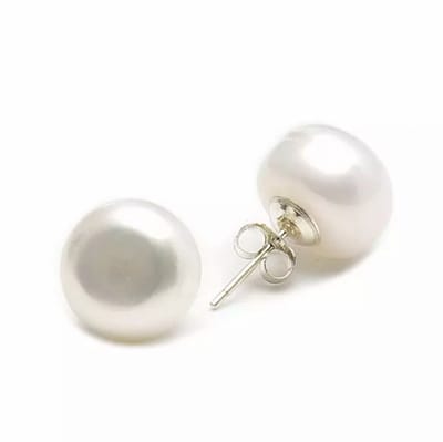 Zilver- Synthetische Parel- parel oorbellen- Ivoor- 10 mm - Charme Bijoux