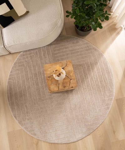 Scandinavisch vloerkleed rond - Contour Edge beige 100
