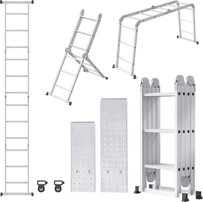 Multifunctionele Aluminium Vouwladder met Platform tot 3,4m - Draagbaar en Robuuste Werkladder
