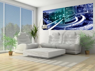 City Skyline Night Photo Wallcovering