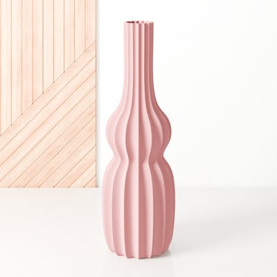 Fleuriek - Hoge vaas Roze - H50 cm - Smalle vloervaas of decoratieve bloemenvaas, gekleurde design vaas van kunststof - Ventserbank vaas