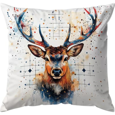 Waterverf Herten Kussen Kussensloop Bedrukt Polyester 45x45cm Sierkussenhoes Decoratief Bankkussen Kussensloop Woondecoratie 45x45cm