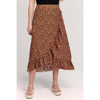 Shiwi Ladies Lombok Skirt Tropical Tiger Strawberry Pink Maat: XS | Midi Rokken Outlet | Dames | Roze