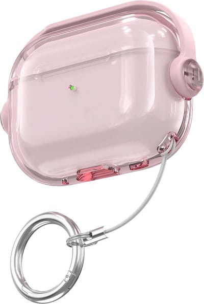 Ainy - PRO Case met sleutelhanger roze - Geschikt voor Apple Airpods Pro 2 / Pro 1 | case met keycord | schokbestendig | Uitsparing voor oplaadpoort & draadloos opladen ondersteund | cadeau voor haar