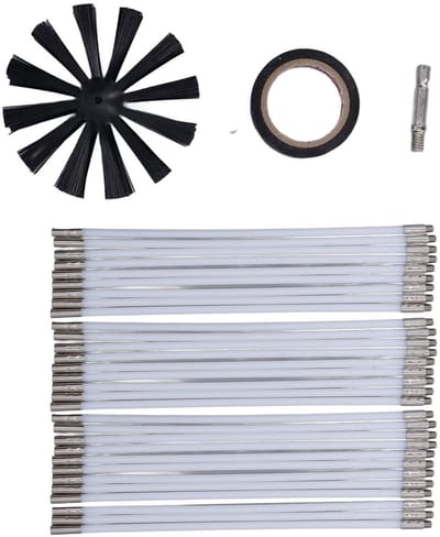 Dailygoods- Reinigingsset 33 Stuks - Schoorsteenpijp Reinigingsborstel - Droogkanaal Reinigingsset - Flexibele Droger - Polypropeen - Staaflengte 40,6 cm - Drogerreiniger