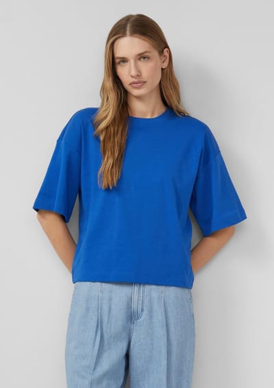 T-shirt oversized in zacht katoen interlock met logo-applicatie vrouw s.Oliver
