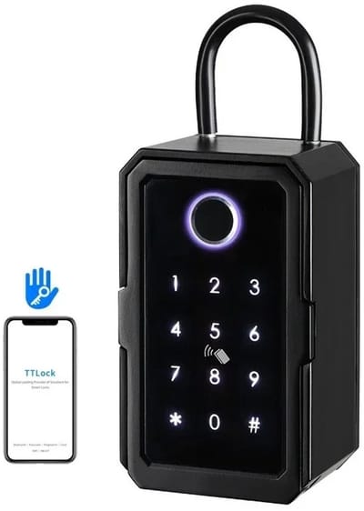 Paco Goederen® Slimme sleutelkluis - App Controle Vingerafdruk Lock Box met Bluetooth Connect - Wifi - Geavanceerde 3D-vingerafdruksensor + Touchscreen-toetsenbord met achtergrondverlichting en virtueel antipeep-wachtwoord (6-9 cijfers)