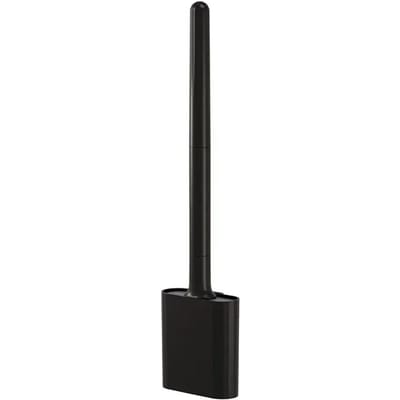 Brosse WC en silicone avec long manche, flexible et nettoyant, mini brosse de salle de bain, support à séchage rapide, accessoires de salle de bain noir