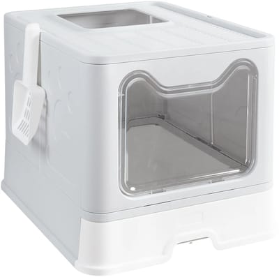 Geargalaxy Opvouwbare kattenbak - Katten - Kattenbak - Kattentoilet - Kattenzandbak - Met Deksel, Lade en Kattenbakschepje