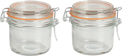 Urban Living Weckpot/inmaakpot - 2x - 200 ml - glas - met beugelsluiting - D8 x H8 cm