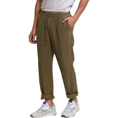 River Woods Fancy Linen Pants Elastic Waist Rosemary Size: 46 | Pants Outlet | Heren | Bruin