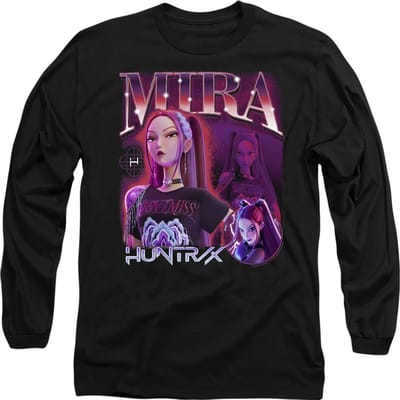 K-Pop Demon Hunters Unisex Volwassenen Huntr/X Mira Langsleeve T-Shirt (Zwart)
