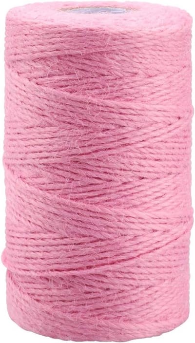 Roze Jute Touw 2MM, 100M Natuurlijk Tuin Touw, 3 Ply Linnen Touw voor DIY Creaties en Tuinieren