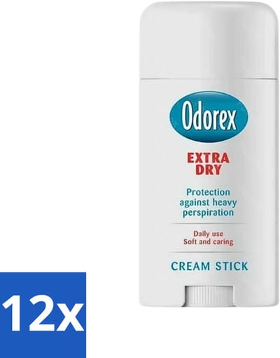 12 x Odorex Extra Dry Stick 40 ml - Geurloos - Anti-zweet - Droog - Zweetvermindering - Huidvriendelijk
