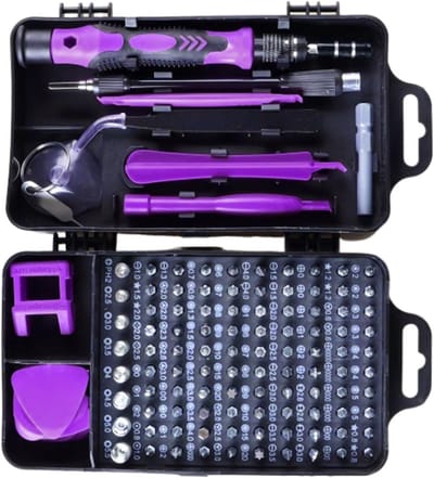 Schroevendraaierset - Precisie Bits - Elektronica Reparatie - 115 Delig - Flexibele As - Paars