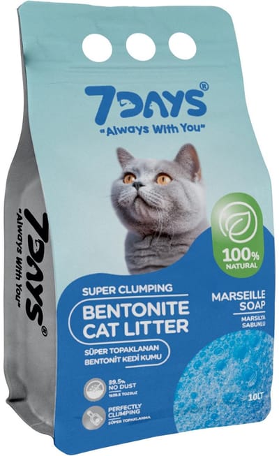 7Days Kattenbakvulling – Kattenbakvulling Klontvormend – Bentoniet & Marseille Soap – Stofvrij - 10L