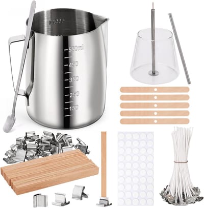 Kaars Gietpot - Was Smelt Set - Ambachtelijk Maken - Roestvrij Staal - 600 ML - Zilver