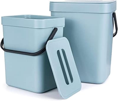 Compost Bin Keuken - Afvalbak Hangend - Afval Scheiden - Inklapbaar Ontwerp - 5 Liter - Blauw