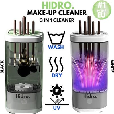 Hidro. Deluxe Elektrische Make-up Kwastenreiniger - Droger - UV Sterilisatie | Multi Brush Cleaner - Dryer - UV sterilisation | Meerdere Kwasten Tegelijk Reinigen | Elektrische Borstel Schoonmaker | Perfect Moederdagcadeau | Kerstcadeau vrouw - kwast