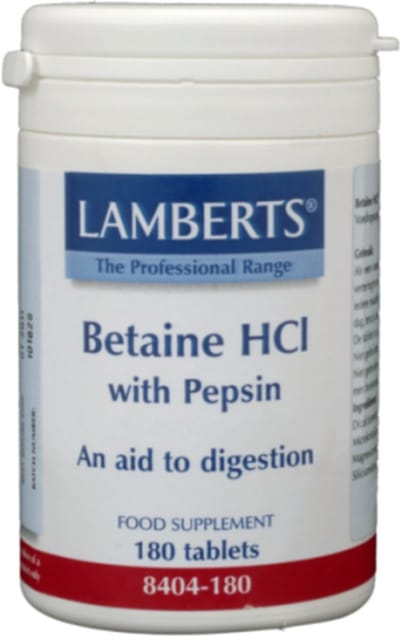 Lamberts Betaine HCL with Pepsin - 180 Tabletten - Voedingssupplement