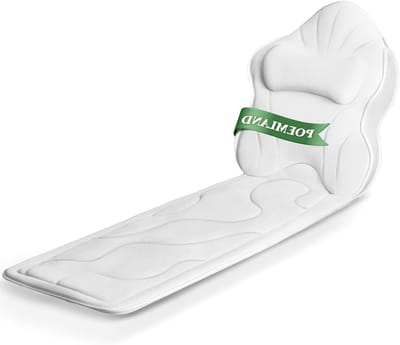 Badkussen Mat - Ontspanningskussen - Comfortabel baden - 12 Anti-slip zuignappen - 136x45cm - Grijs